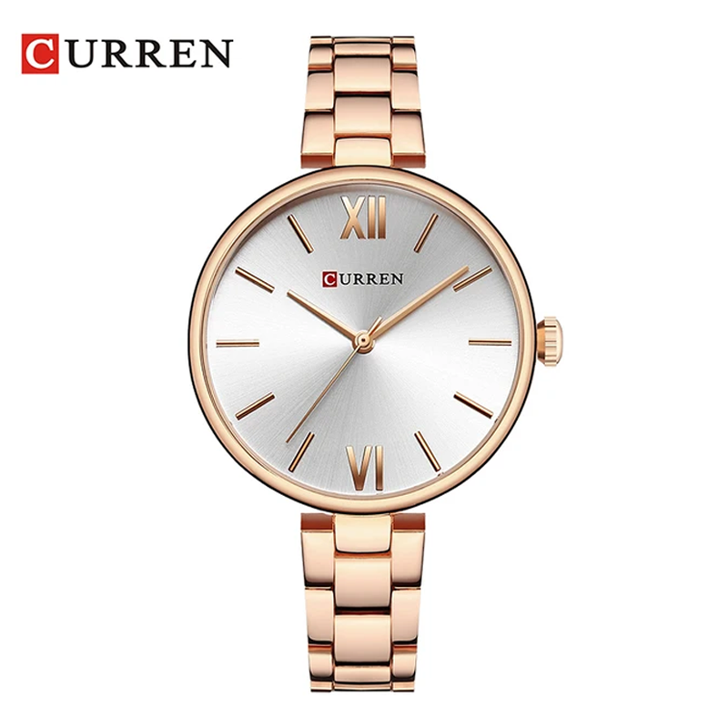Curren 9017 Stainless Steel Luxury Ladies Watch - Rose White